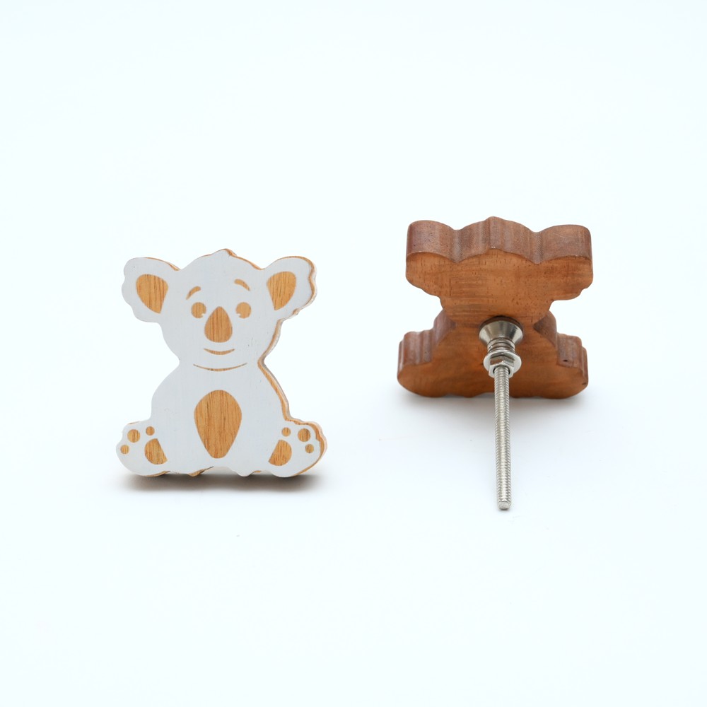 Handmade Acacia Wood Koala Knob for Kids Furniture